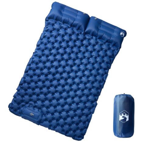 Colchón de camping autoinflable con almohadas 2 personas azul