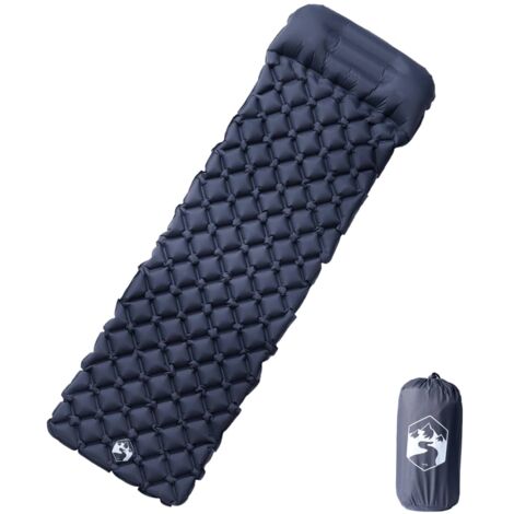 Colchón de camping inflable con almohada 1 persona gris