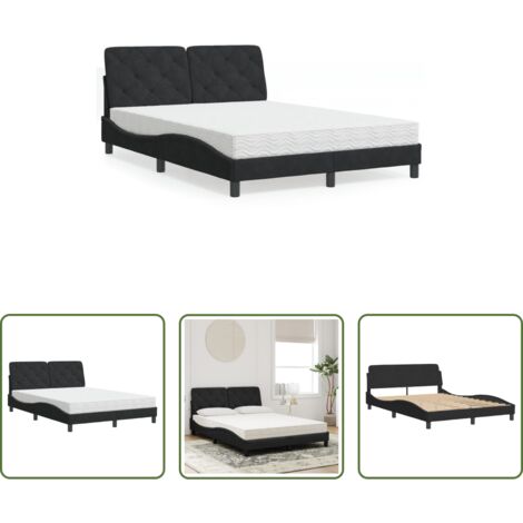 Colchón de espuma -  Cama con colchón terciopelo negro 120x200 cm