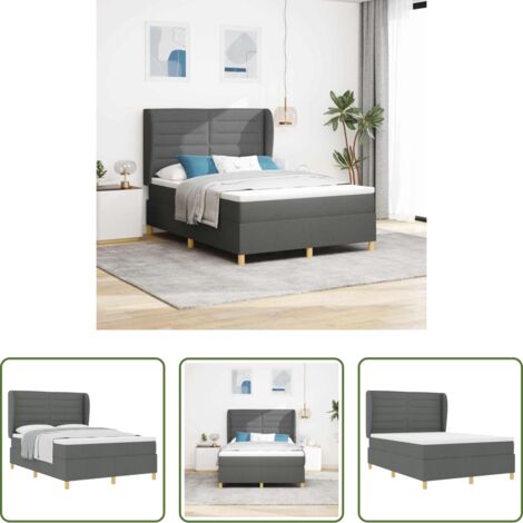 Colchón de espuma -  Cama con Somier y Colchón Gris Oscuro 90x190 cm de Tela tela