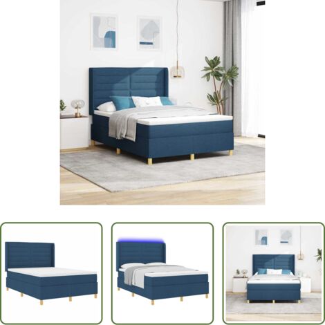 Colchón de espuma -  Cama tipo Box Spring con colchón Azul 140 x 190 cm tela