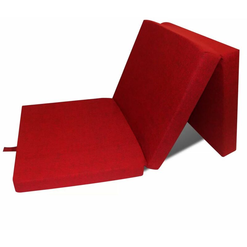 

Colchón de espuma plegable en tres partes rojo 190x70x9 cm