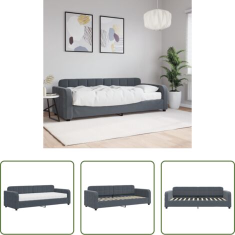 Colchón de espuma -  Sofá cama con colchón terciopelo gris oscuro 80x200 cm