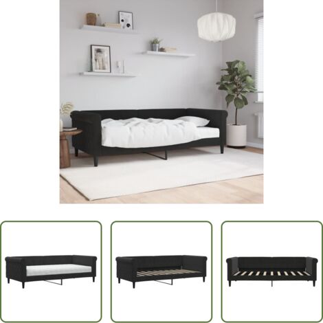 Colchón de espuma -  Sofá cama con colchón terciopelo negro 90x190 cm