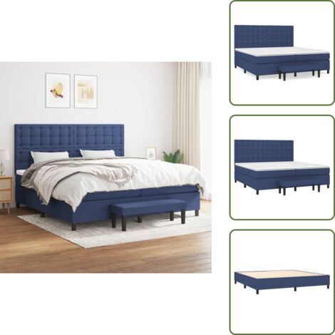 Colchón de espuma - vidaXL Cama box spring con colchón tela azul 200x200 cm - Banco multifuncional