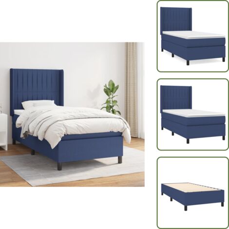 Colchón de espuma - vidaXL Cama box spring con colchón tela azul 80x200 cm - Cama de madera