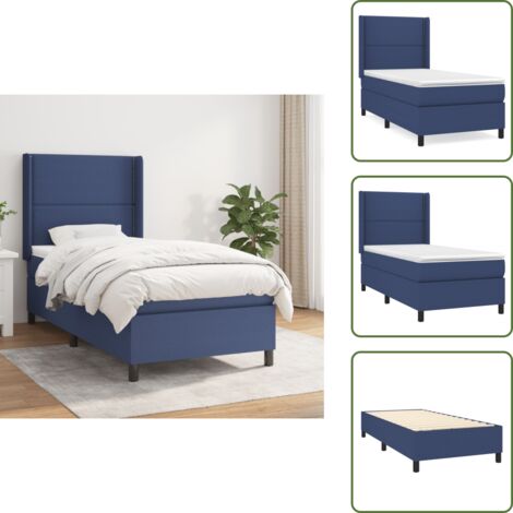 Colchón de espuma - vidaXL Cama box spring con colchón tela azul 90x200 cm - Cama con cabecero ajustable