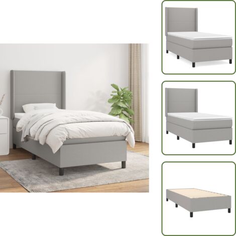 Colchón de espuma - vidaXL Cama box spring con colchón tela gris claro 90x190 cm - Cama de madera