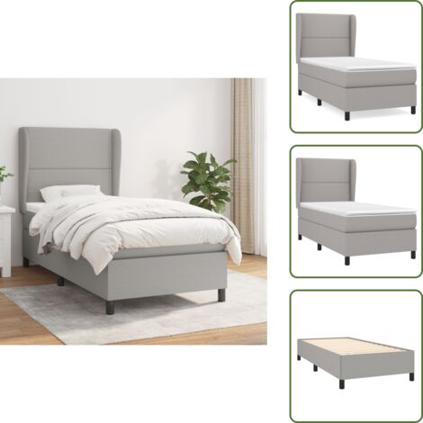 Colchón de espuma - vidaXL Cama box spring con colchón tela gris claro 90x190 cm - Cama de madera