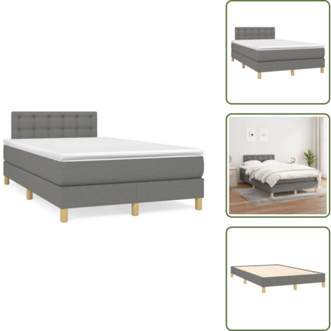 Colchón de espuma - vidaXL Cama box spring con colchón tela gris oscuro 120x190 cm - Cama de madera