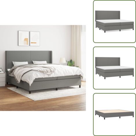 Colchón de espuma - vidaXL Cama box spring con colchón tela gris oscuro 200x200 cm - Cama de madera
