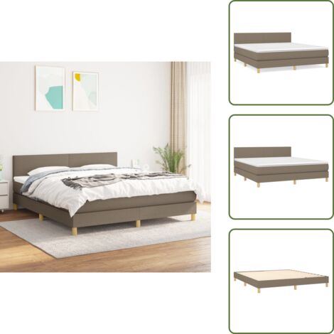 Colchón de espuma - vidaXL Cama box spring con colchón tela gris taupe 160x200 cm - Cama con cabecero ajustable