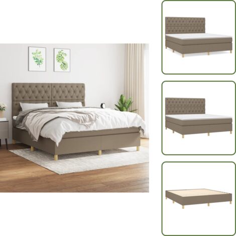 Colchón de espuma - vidaXL Cama box spring con colchón tela gris taupe 160x200 cm - Cama de madera