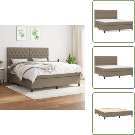Colchón de espuma - vidaXL Cama box spring con colchón tela gris taupe 160x200 cm - Cama de madera