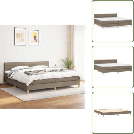 Colchón de espuma - vidaXL Cama box spring con colchón tela gris taupe 200x200 cm - Cama de madera