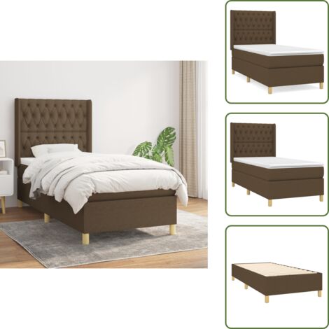 Colchón de espuma - vidaXL Cama box spring con colchón tela marrón oscuro 90x190 cm - Cama con cabecero ajustable