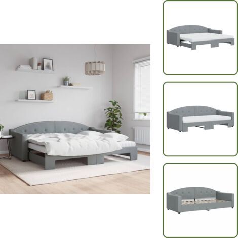 Colchón de espuma - vidaXL Sofá cama nido con colchón tela gris claro 90x200 cm - Sofá cama gris claro
