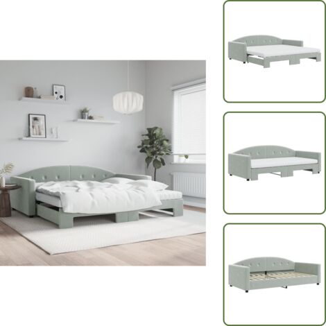 Colchón de espuma - vidaXL Sofá cama nido con colchón terciopelo gris claro 100x200 cm - Sofá cama con cama nido
