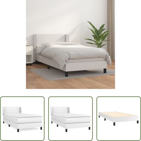 Colchón de muelles -  Cama box spring con colchón cuero sintético blanco 100x200 cm