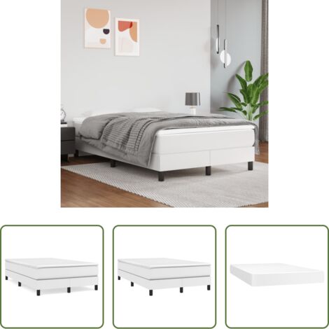 Colchón de muelles -  Cama box spring con colchón cuero sintético blanco 120x200 cm
