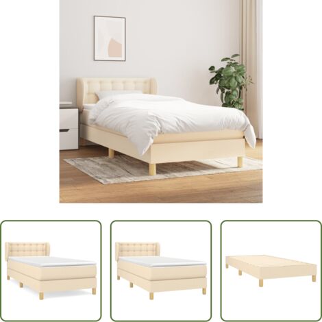 Colchón de muelles -  Cama box spring con colchón tela color crema 100x200 cm