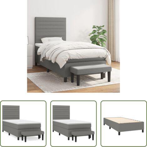 Colchón de muelles -  Cama box spring con colchón tela gris oscuro 90x200 cm