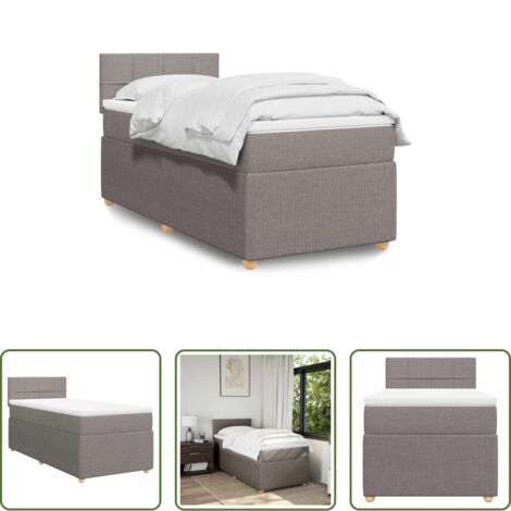 Colchón de muelles -  Cama box spring con colchón tela gris taupe 100x200 cm