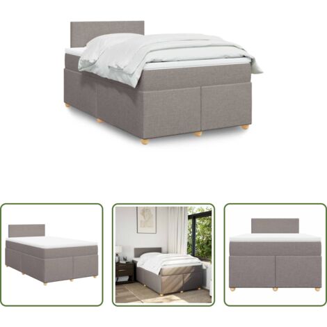 Colchón de muelles -  Cama box spring con colchón tela gris taupe 120x190 cm