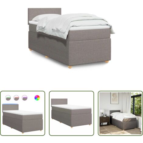 Colchón de muelles -  Cama box spring con colchón tela gris taupe 90x200 cm