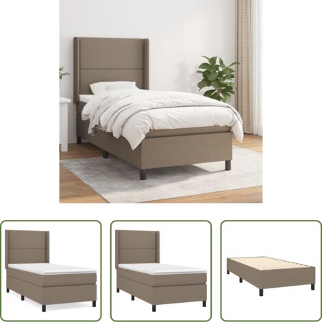 Colchón de muelles -  Cama box spring con colchón tela gris taupe 90x200 cm