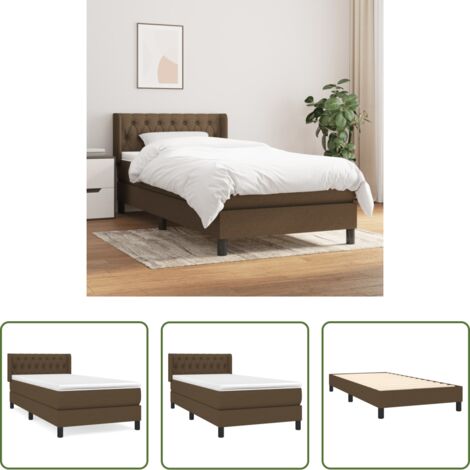 Colchón de muelles -  Cama box spring con colchón tela marrón oscuro 90x200 cm