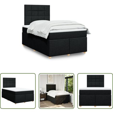 Colchón de muelles -  Cama box spring con colchón tela negro 120x190 cm