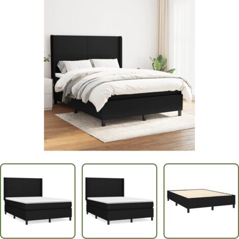 Colchón de muelles -  Cama box spring con colchón tela negro 140x190 cm