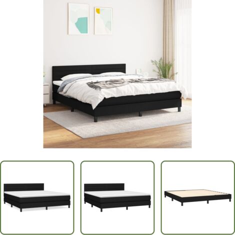 Colchón de muelles -  Cama box spring con colchón tela negro 180x200 cm