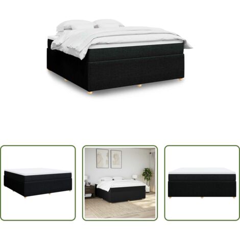 Colchón de muelles -  Cama box spring con colchón tela negro 180x200 cm