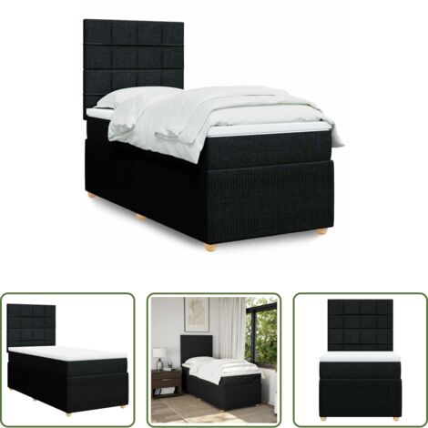 Colchón de muelles -  Cama box spring con colchón tela negro 90x190 cm