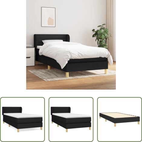 Colchón de muelles -  Cama box spring con colchón tela negro 90x200 cm