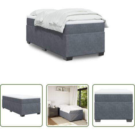 Colchón de muelles -  Cama box spring con colchón terciopelo gris oscuro 80x200 cm