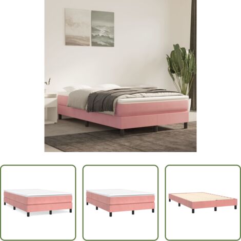 Colchón de muelles -  Cama box spring con colchón terciopelo rosa 120x200 cm