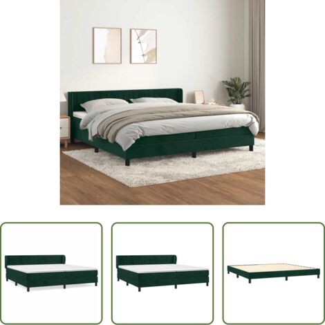 Colchón de muelles -  Cama box spring con colchón terciopelo verde oscuro 200x200 cm