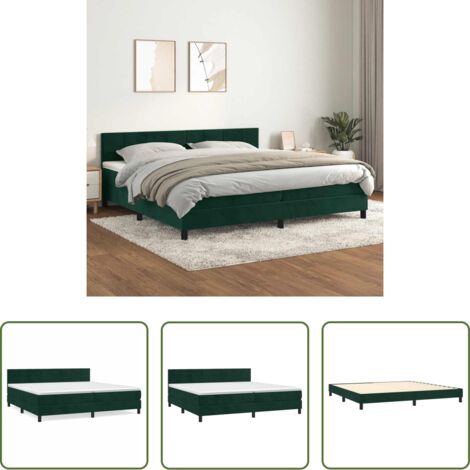 Colchón de muelles -  Cama box spring con colchón terciopelo verde oscuro 200x200 cm