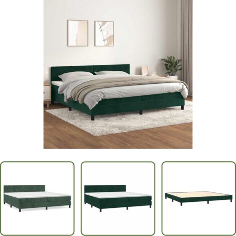 Colchón de muelles -  Cama box spring con colchón terciopelo verde oscuro 200x200 cm