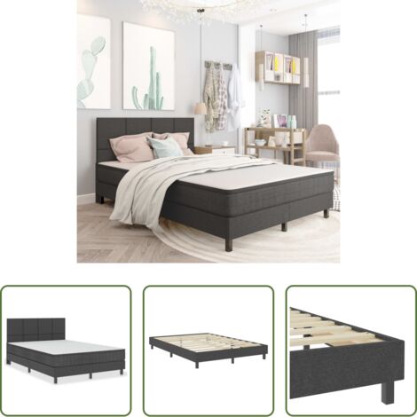 Colchón de muelles -  Cama box spring tela gris oscuro 140x200 cm
