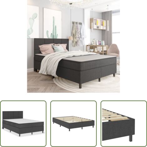 Colchón de muelles -  Cama box spring tela gris oscuro 140x200 cm