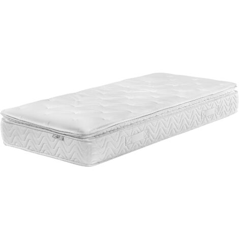 Colchón de muelles embolsados tejido de bambú blanco 90 x 200 cm 5 zonas medio firme funda extraíble Luxus