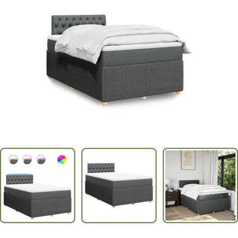 Colchón de muelles ensacados -  Cama box spring con colchón tela gris oscuro 120x190 cm