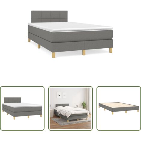 Colchón de muelles ensacados -  Cama box spring con colchón tela gris oscuro 120x190 cm