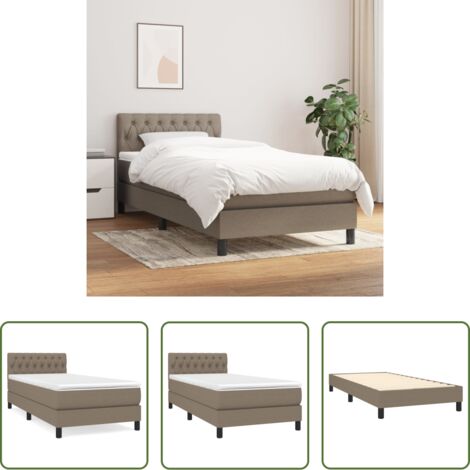 Colchón de muelles ensacados -  Cama box spring con colchón tela gris taupe 100x200 cm