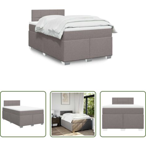 Colchón de muelles ensacados -  Cama box spring con colchón tela gris taupe 120x190 cm