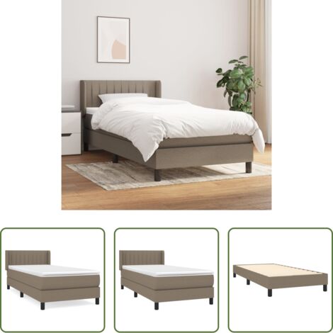 Colchón de muelles ensacados -  Cama box spring con colchón tela gris taupe 90x190 cm